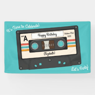 Geburtstagsparty von Retro 80's Cassette Tape Musi Banner
