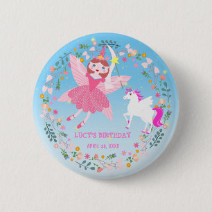 Geburtstagsparty von Unicorn und Fairy Magic Button