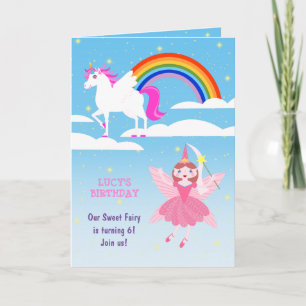 Geburtstagsparty von Unicorn und Fairy Magic Einladung
