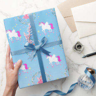 Geburtstagsparty von Unicorn und Fairy Magic Geschenkpapier