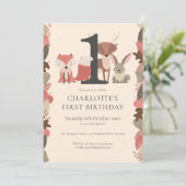 Geburtstagsparty von Waldtieren Einladung (Stehend Vorderseite)