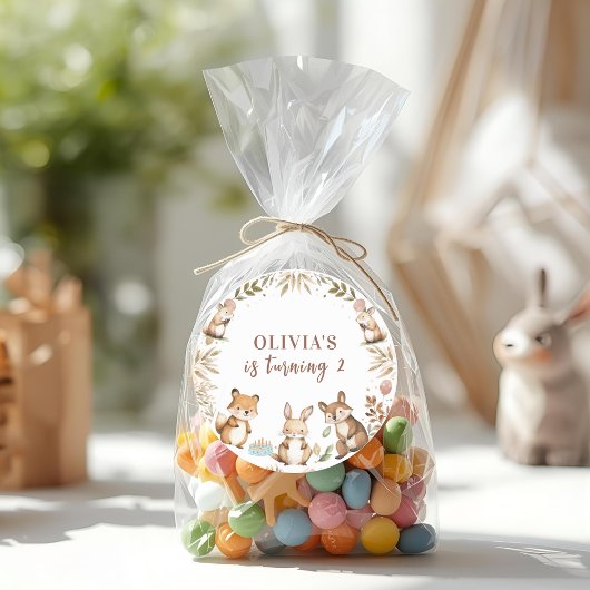 Geburtstagsparty von Waldtieren Runder Aufkleber