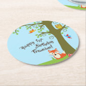 Geburtstagsparty von Waldtieren Runder Pappuntersetzer (Angewinkelt)