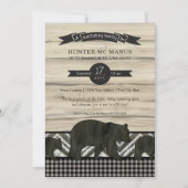 Geburtstagsparty Waldbär Rustikal Kariert Einladung (Vorderseite)