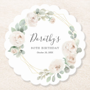 Geburtstagsparty White Rose BlumenCustom Untersetzer