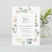 Geburtstagsparty White Rose Floral Einladung (Stehend Vorderseite)