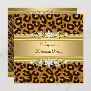 Geburtstagsparty Wild Animal Print Gold Black Einladung