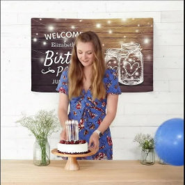 Geburtstagsparty Wood Mason Jar String Light Willk Banner