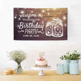Geburtstagsparty Wood Mason Jar String Light Willk Banner