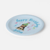 Geburtstagsparty Yorkie Pappteller (Schrägansicht)