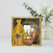 Geburtstagsparty Zebra Gold Dress Gown Einladung (Stehend Vorderseite)