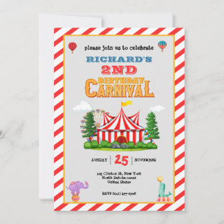 Geburtstagsparty Zirkus-Karneval-Thema des Kindes Einladung