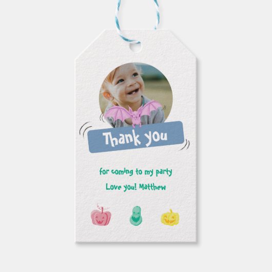 Geburtstagsparty zu Halloween-Themen danke Geschenkanhänger (Vorderseite)