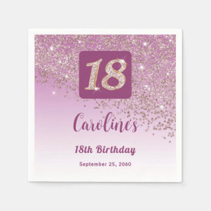 Geburtstagsparty zum 18. funkelndes Roségold Glitt Serviette