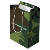 Geburtstagsparty zum Thema Armee Mittlere Geschenktüte (Rückseite Schrägansicht)