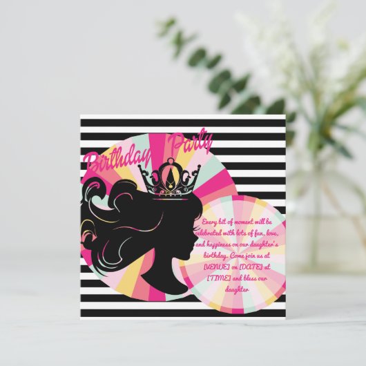 Geburtstagsparty zum Thema Einladung (Stehend Vorderseite)