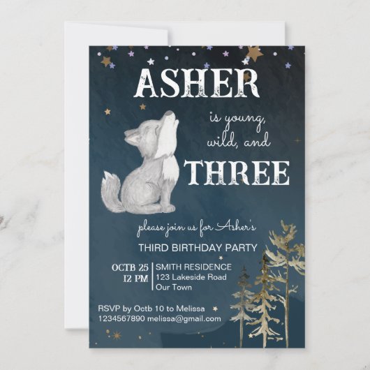 Geburtstagsparty zum Thema "Kleiner Wolf" Einladung (Vorderseite)