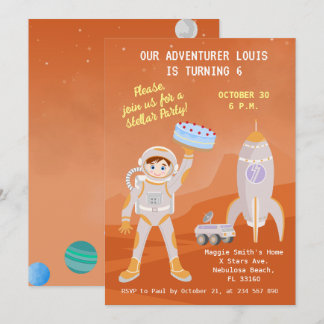 Geburtstagsparty zum Thema "Mars Astronautenjunge" Einladung