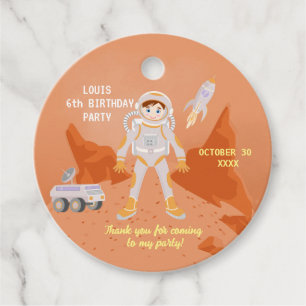 Geburtstagsparty zum Thema "Mars Astronautenjunge" Geschenkanhänger