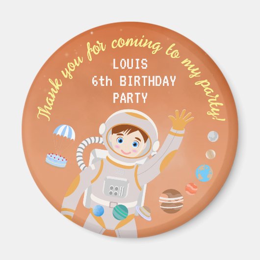 Geburtstagsparty zum Thema "Mars Astronautenjunge" Magnet (Vorne)