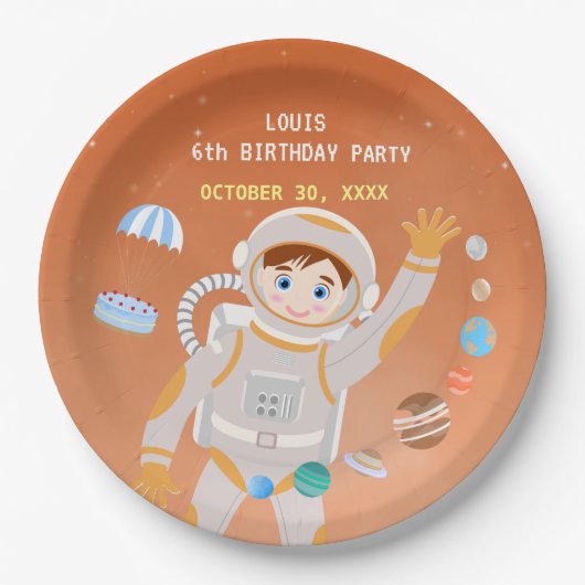 Geburtstagsparty zum Thema "Mars Astronautenjunge" Pappteller (Vorderseite)