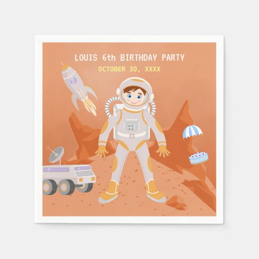 Geburtstagsparty zum Thema "Mars Astronautenjunge" Serviette (Vorderseite)