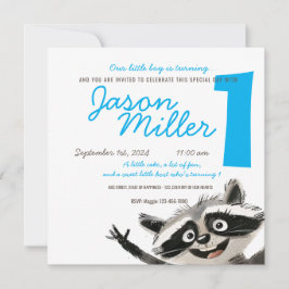 Geburtstagsparty zum Thema Racoon für das Baby im Einladung