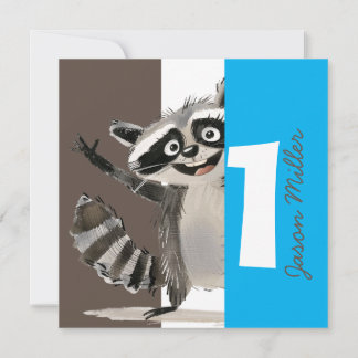Geburtstagsparty zum Thema Racoon für das Baby im  Einladung
