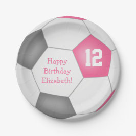 Geburtstagsparty zum Thema Rosa-Weiß-Fußball Pappteller