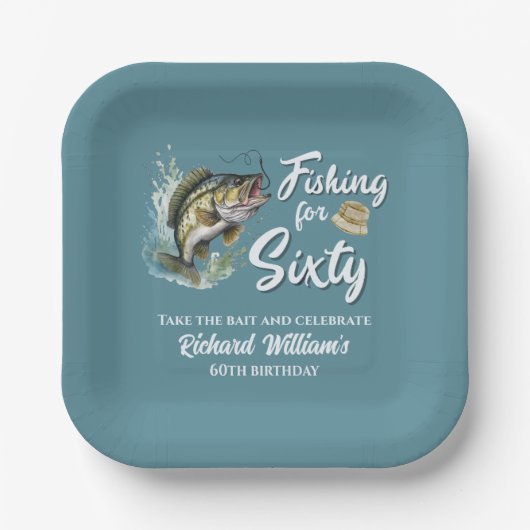 Geburtstagsparty zum Thema Vintages Angeln Pappteller (Vorderseite)