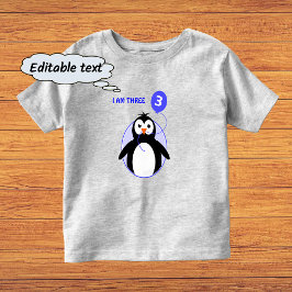 Geburtstagspinguin, benutzerdefinierter Text blau, Kleinkind T-shirt
