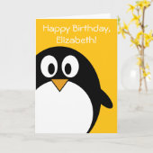 Geburtstagspinguin individuell anpassbar karte (Gelbe Blume)