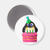 Geburtstagspinguin mit Kuchen Magnet (Vorderseite/Rückseite)