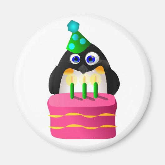 Geburtstagspinguin mit Kuchen Magnet (Vorne)