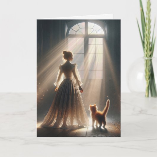 GeburtstagsPrinzessin mit einem Kätzchen Karte (Vorderseite)