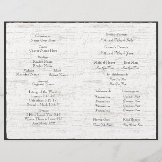 Geburtstagsprogramm "Carved Birch Tree" (Rückseite)