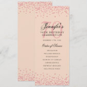 Geburtstagsprogramm Rose Gold Confetti Blush Einladung (Vorne/Hinten)