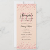 Geburtstagsprogramm Rose Gold Confetti Blush Einladung (Vorderseite)