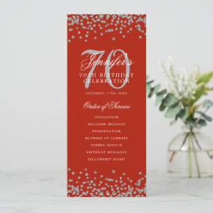 Geburtstagsprogramm Silver Confetti Red Einladung