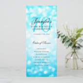 Geburtstagsprogramm Turquoise Bokeh Menü Einladung (Stehend Vorderseite)