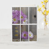 Geburtstagsregen im Fenster mit Mäuse Karte (Gelbe Blume)