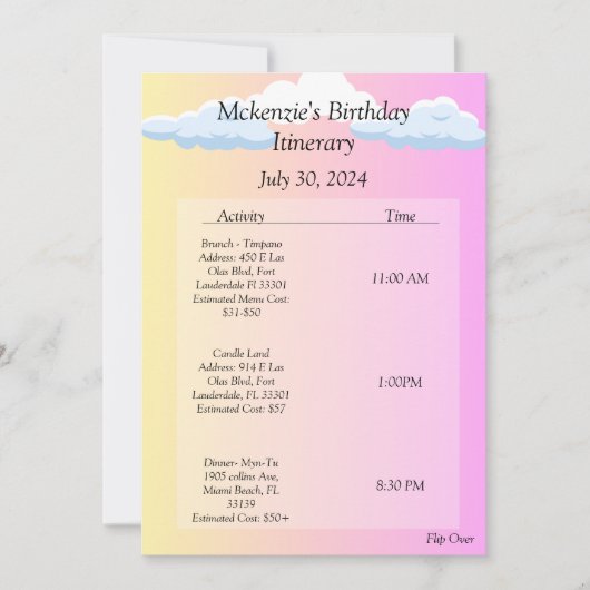 Geburtstagsreise Einladung (Vorderseite)