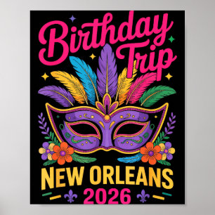 Geburtstagsreise New Orleans 2026 passend zu Mardi Poster