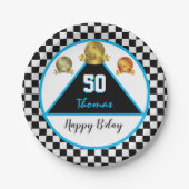 Geburtstagsrennen, Teller, Fahrer, Auto, Medaillen Pappteller (Vorderseite)