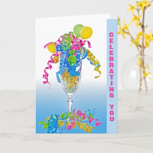 Geburtstagsribons und Balloons Karte (Gelbe Blume)