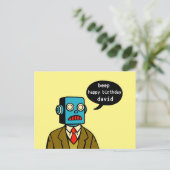 Geburtstagsroboter Postkarte (Stehend Vorderseite)