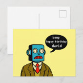 Geburtstagsroboter Postkarte (Vorne/Hinten)