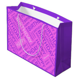 Geburtstagsrosa lila typografische personalisiert große geschenktüte
