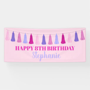 Geburtstagsrosa und Lila Tassel-Banner Banner