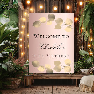 Geburtstagsrose Gold Eukalyptus goldene Willkommen Poster